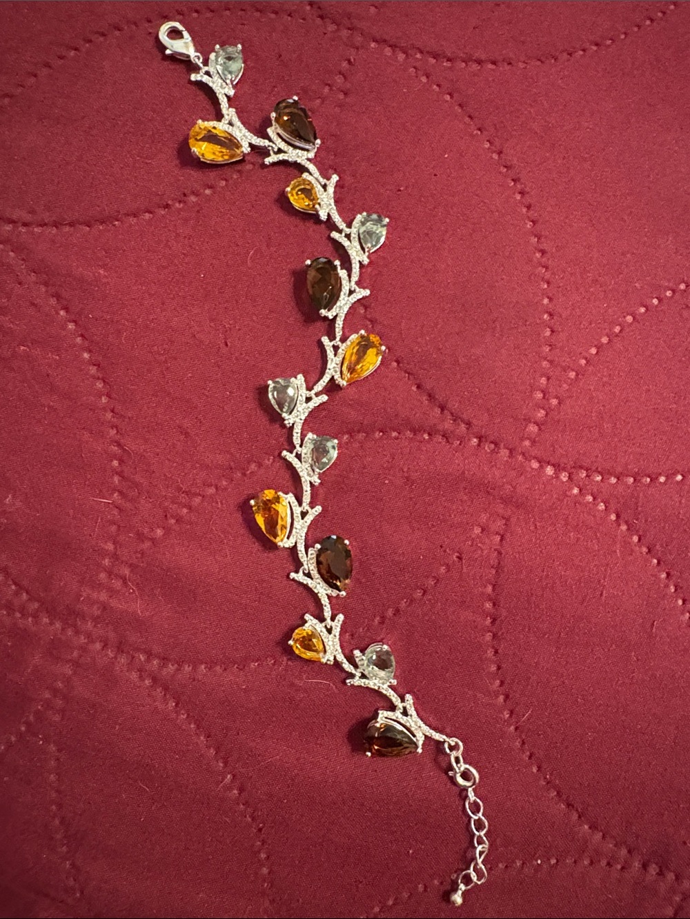 8” w/ 1.25” Extender Silver-tone Teardrop Multi-Color Bracelet